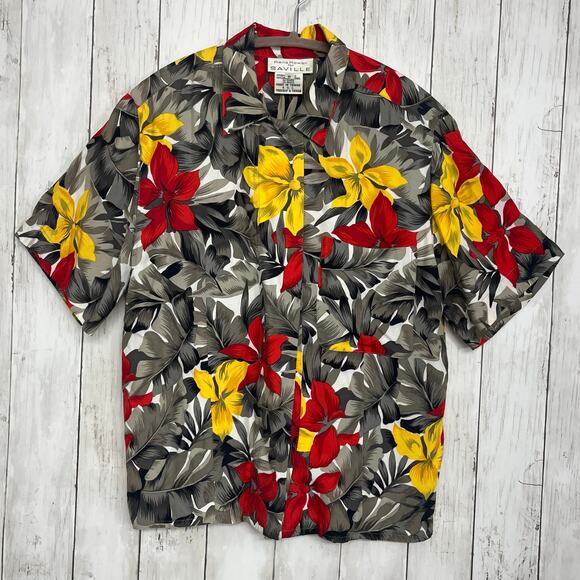 Rena Rowan Saville Short Sleeve Tropical Floral Summer Button Down Shirt 8 - Picture 1 of 9